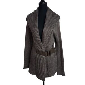 Soft Surroundings Belted Cardigan Medium Taupe Sweater